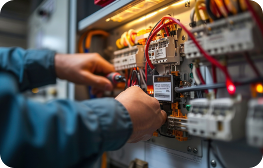 man installing electrical circuits